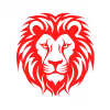 Red silhouette of a lion 